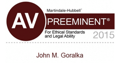 Logo Recognizing The Goralka Law Firm's affiliation with AV Preeminent